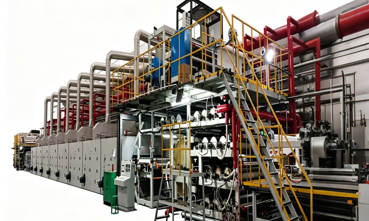 Multi layer knife scraping coating/foaming/UV/embossed floor leather production line